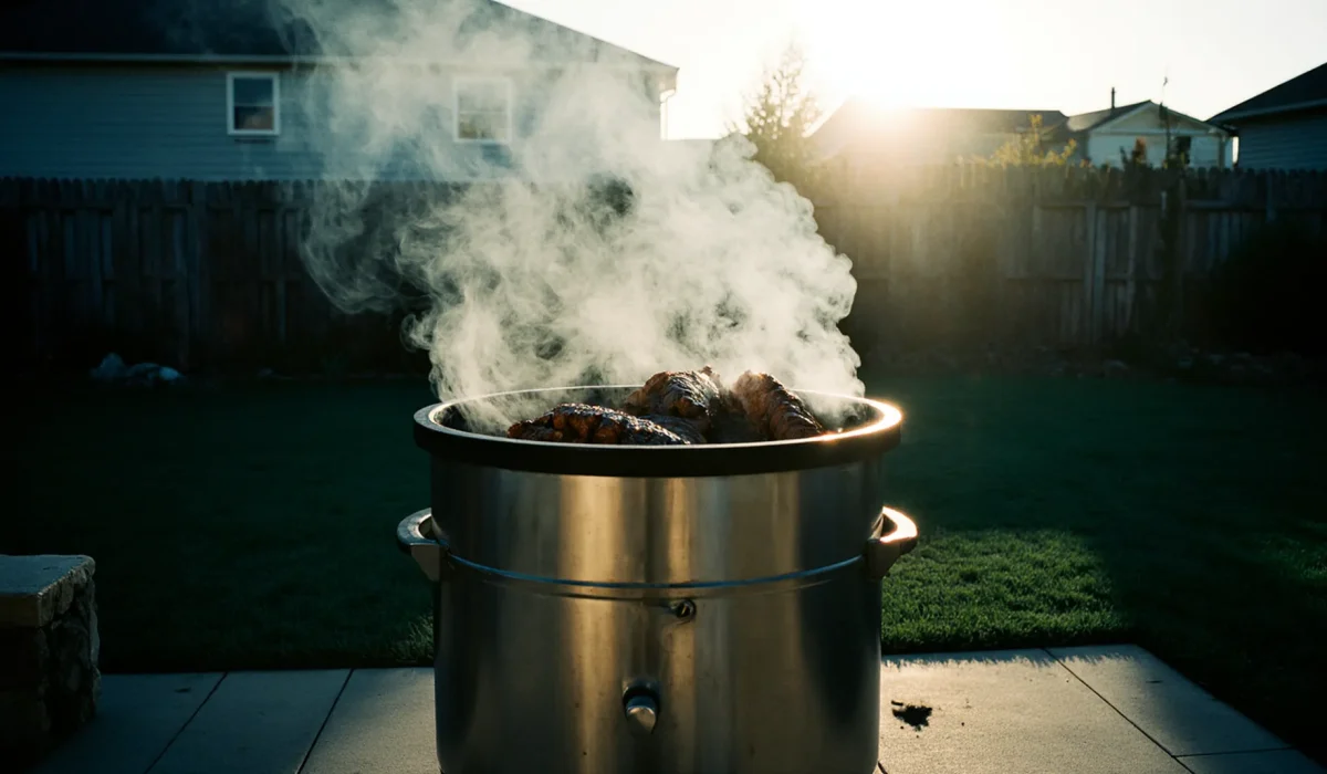 a_stainless_steel_barrel_smoker_on_a_backyard_patio_with_smoke_rising_and_juicy_ribs_on_the_grill_w_suqm0obgvcc3cqieujjj_1