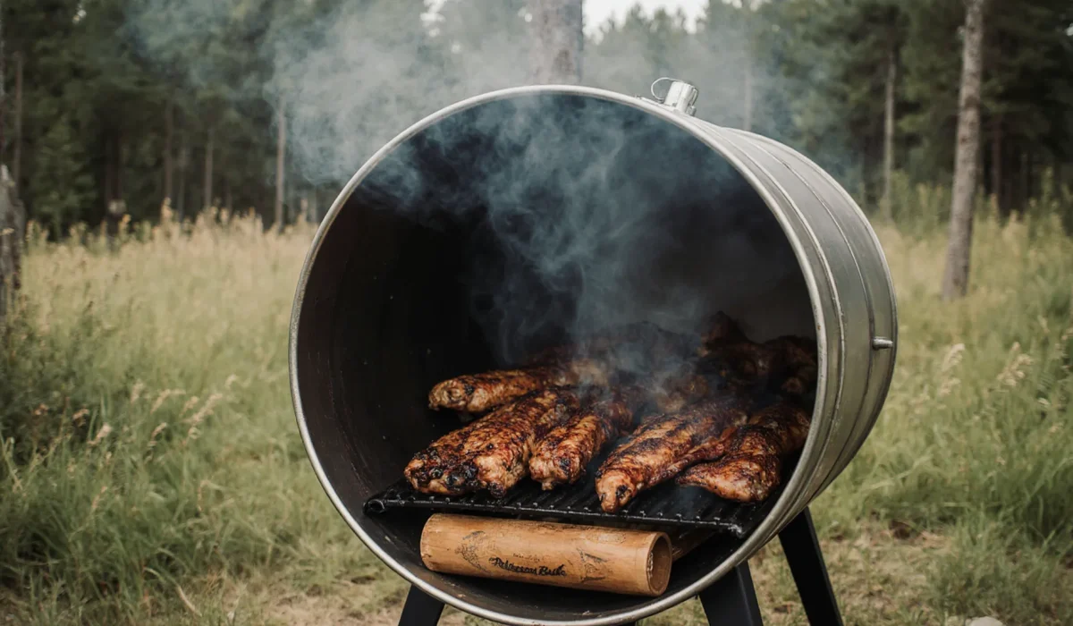 close-up_of_a_stainless_steel_barrel_smoker_with_juicy_ribs_chicken_and_vegetables_cooking_inside_w_k40a1ymf2e4qy12mpqa8_0